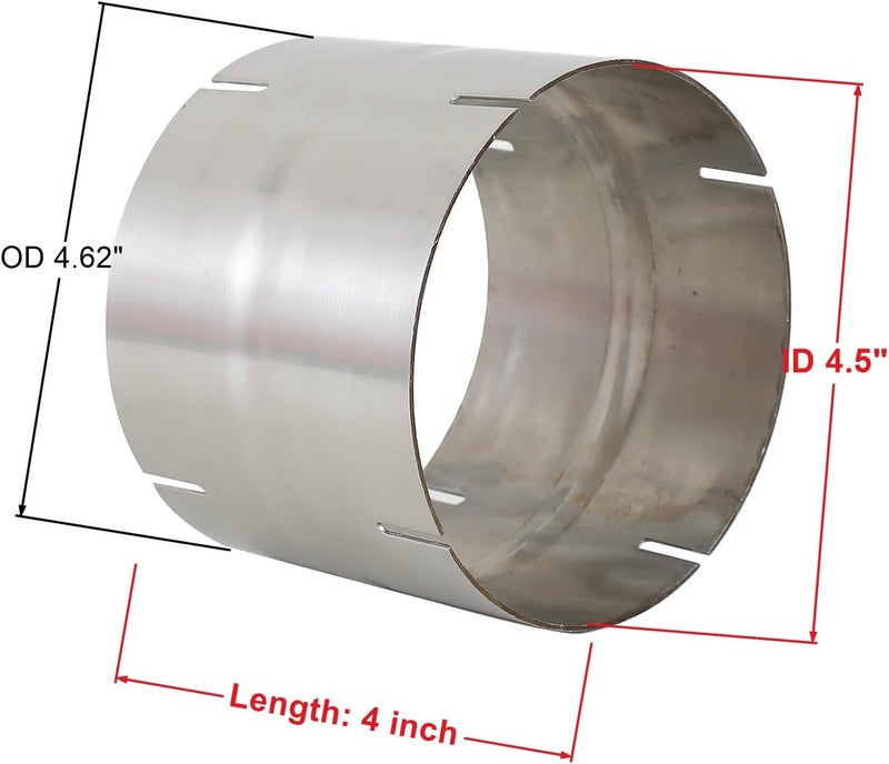 eLifecenter Universal ID 4.5" 4-1/2 Inch Exhaust Coupler Stainless Steel Exhaust Adapter - Image 2
